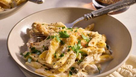 Creamy Chicken Piccata Pasta Bake