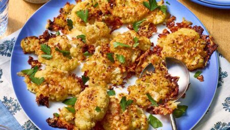 Parmesan-Crusted Smashed Cauliflower