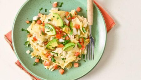 Easy Creamy Crockpot Chicken Enchilada Casserole