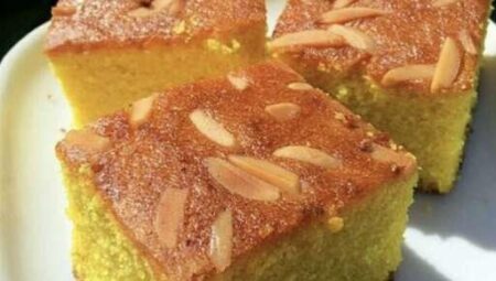 Sfoof (Lebanese Semolina Turmeric Cake)